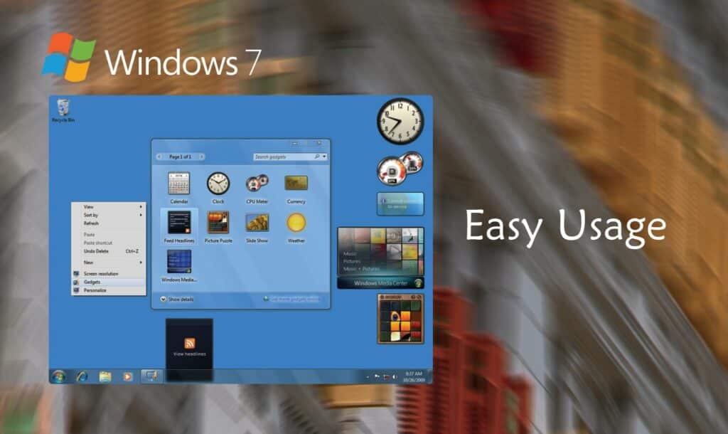 Windows 7 Home premium interface