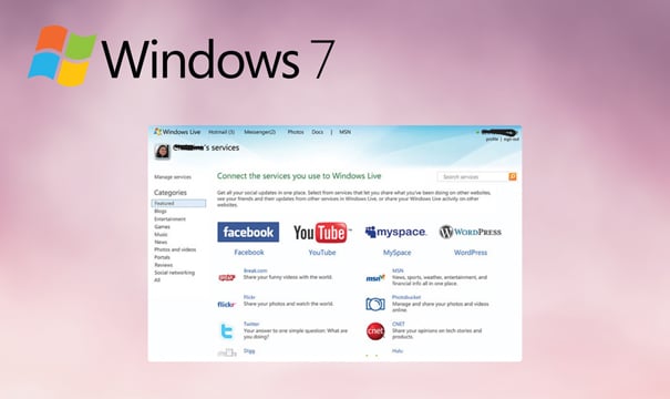 Windows 7 home browser screen